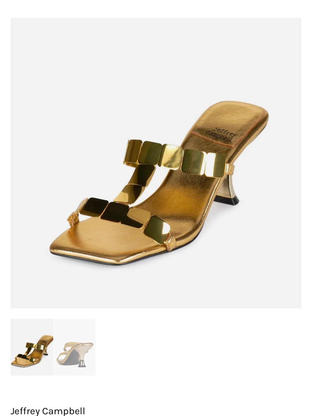 Jeffrey Campbell Metallic Gold Square-Plate Mule